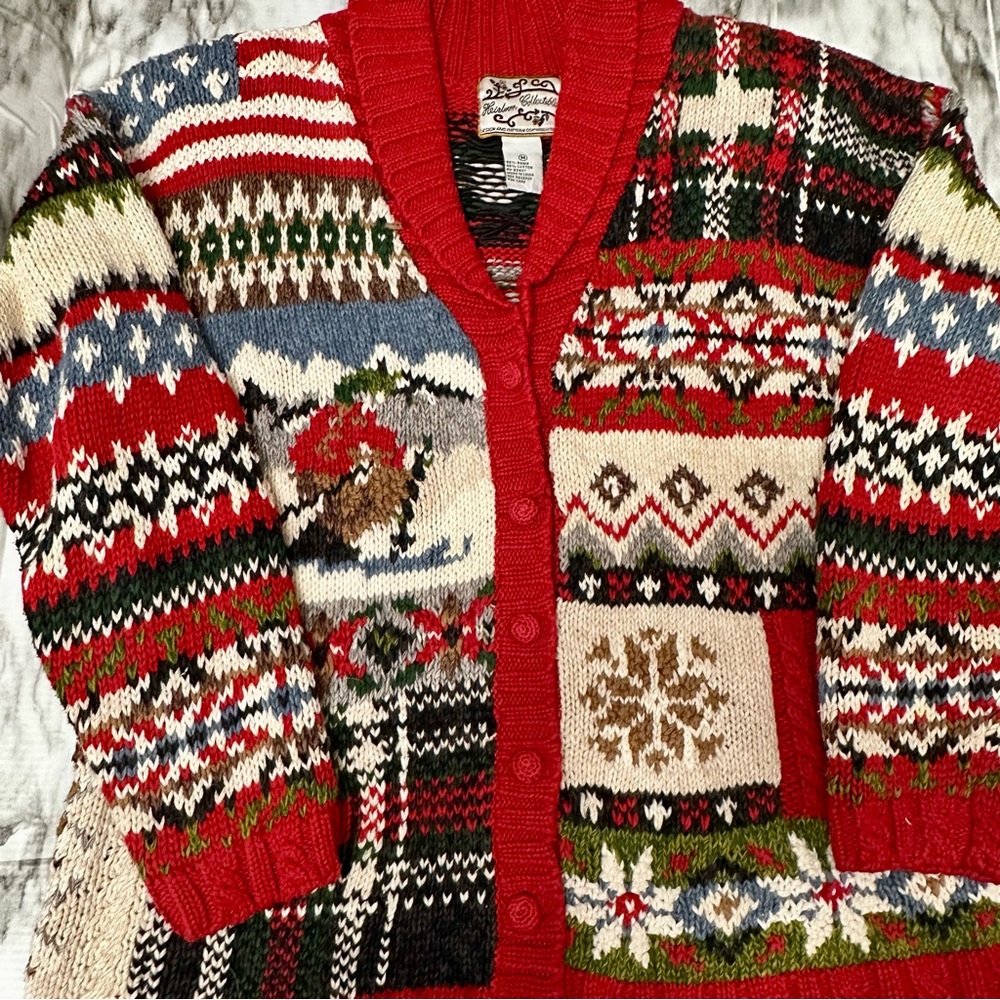 Cottagecore Festive Button Patchwork Cardigan Sha… - image 3